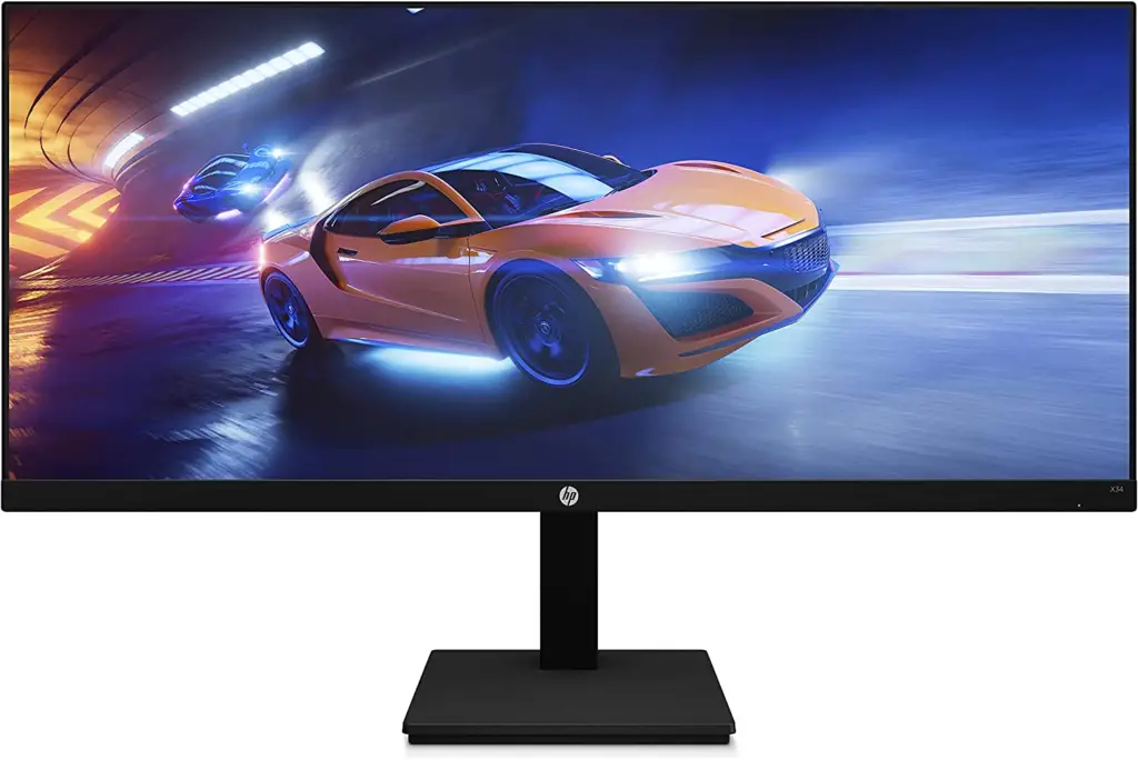 Amazon link leading to the HP X34 (Best Budget Ultrawide 1440p 144hz Monitor With An IPS Panel) monitor page